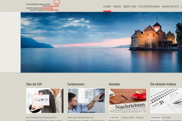 Website Schweizerische Gesellschaft für Pneumologie (SGP)